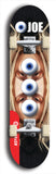 Skateboard deck: Limited edition, North American maple skateboard deck designed by underground artist BellyRash - available widths 7.5 to 8.5 inches in both mellow concave and steep concave shapes. Artwork: EYEBALL JOE logo brand popsicle-shaped deck with unusual, rare three eyeball formation