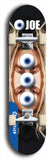 Skateboard deck: Limited edition, North American maple skateboard deck designed by underground artist BellyRash - available widths 7.5 to 8.5 inches in both mellow concave and steep concave shapes. Artwork: EYEBALL JOE logo brand popsicle-shaped deck with unusual, rare three eyeball formation