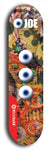 Skateboard deck: Limited edition, North American maple skateboard deck designed by underground artist BellyRash - available widths 7.5 to 8.5 inches in both mellow concave and steep concave shapes. Artwork: EYEBALL JOE logo brand popsicle-shaped deck with unusual, rare three eyeball formation