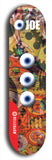 Skateboard deck: Limited edition, North American maple skateboard deck designed by underground artist BellyRash - available widths 7.5 to 8.5 inches in both mellow concave and steep concave shapes. Artwork: EYEBALL JOE logo brand popsicle-shaped deck with unusual, rare three eyeball formation