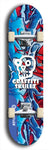 Skateboard deck: Limited edition, North American maple skateboard deck designed by underground artist BellyRash - available widths 7.5 to 8.5 inches in both mellow concave and steep concave shapes. Artwork: GRAFFITI SKULLZ logo brand popsicle-shaped deck with graffiti or street art background