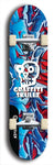 Skateboard deck: Limited edition, North American maple skateboard deck designed by underground artist BellyRash - available widths 7.5 to 8.5 inches in both mellow concave and steep concave shapes. Artwork: GRAFFITI SKULLZ logo brand popsicle-shaped deck with graffiti or street art background