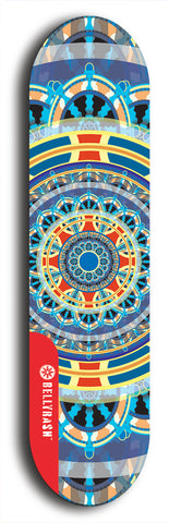 Skateboard deck: Limited edition, North American maple skateboard deck designed by underground artist BellyRash - available widths 7.5 to 8.5 inches in both mellow concave and steep concave shapes. Artwork: DHARMAMECHANIC logo brand popsicle-shaped deck 