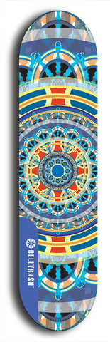 Skateboard deck: Limited edition, North American maple skateboard deck designed by underground artist BellyRash - available widths 7.5 to 8.5 inches in both mellow concave and steep concave shapes. Artwork: DHARMAMECHANIC logo brand popsicle-shaped deck 