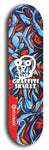 Skateboard deck: Limited edition, North American maple skateboard deck designed by underground artist BellyRash - available widths 7.5 to 8.5 inches in both mellow concave and steep concave shapes. Artwork: GRAFFITI SKULLZ logo brand popsicle-shaped deck with graffiti or street art background