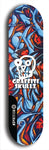 Skateboard deck: Limited edition, North American maple skateboard deck designed by underground artist BellyRash - available widths 7.5 to 8.5 inches in both mellow concave and steep concave shapes. Artwork: GRAFFITI SKULLZ logo brand popsicle-shaped deck with graffiti or street art background