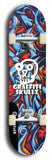 Skateboard deck: Limited edition, North American maple skateboard deck designed by underground artist BellyRash - available widths 7.5 to 8.5 inches in both mellow concave and steep concave shapes. Artwork: GRAFFITI SKULLZ logo brand popsicle-shaped deck with graffiti or street art background