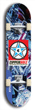 Skateboard deck: Limited edition, North American maple skateboard deck designed by underground artist BellyRash - available widths 7.5 to 8.5 inches in both mellow concave and steep concave shapes. Artwork: ZIPPERBOLT logo brand popsicle-shaped deck