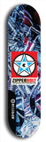 Skateboard deck: Limited edition, North American maple skateboard deck designed by underground artist BellyRash - available widths 7.5 to 8.5 inches in both mellow concave and steep concave shapes. Artwork: ZIPPERBOLT logo brand popsicle-shaped deck