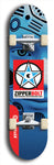 Skateboard deck: Limited edition, North American maple skateboard deck designed by underground artist BellyRash - available widths 7.5 to 8.5 inches in both mellow concave and steep concave shapes. Artwork: ZIPPERBOLT logo brand popsicle-shaped deck