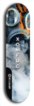 Skateboard deck: Limited edition, North American maple skateboard deck designed by underground artist BellyRash - available widths 7.5 to 8.5 inches in both mellow concave and steep concave shapes. Artwork: XOMFUG logo brand popsicle-shaped deck