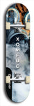 Skateboard deck: Limited edition, North American maple skateboard deck designed by underground artist BellyRash - available widths 7.5 to 8.5 inches in both mellow concave and steep concave shapes. Artwork: XOMFUG logo brand popsicle-shaped deck