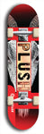 Skateboard deck: Limited edition, North American maple skateboard deck designed by underground artist BellyRash - available widths 7.5 to 8.5 inches in both mellow concave and steep concave shapes. Artwork: PLUSH logo brand popsicle-shaped deck