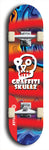 Skateboard deck: Limited edition, North American maple skateboard deck designed by underground artist BellyRash - available widths 7.5 to 8.5 inches in both mellow concave and steep concave shapes. Artwork: GRAFFITI SKULLZ logo brand popsicle-shaped deck with graffiti or street art background