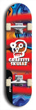 Skateboard deck: Limited edition, North American maple skateboard deck designed by underground artist BellyRash - available widths 7.5 to 8.5 inches in both mellow concave and steep concave shapes. Artwork: GRAFFITI SKULLZ logo brand popsicle-shaped deck with graffiti or street art background