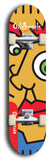 Skateboard deck: Limited edition, North American maple skateboard deck designed by underground artist BellyRash -- available in widths 7.5 to 8.5 inches in both mellow concave and steep concave shapes. Artwork: Oddheads brand popsicle-shaped skateboard deck with cartoon head on dark background. 