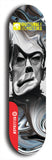 Skateboard deck: Limited edition, North American maple skateboard deck designed by underground artist BellyRash - available widths 7.5 to 8.5 inches in both mellow concave and steep concave shapes. Artwork: SQUISHY logo brand popsicle-shaped deck with graffiti or street art background