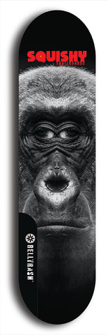 Skateboard deck: Limited edition, North American maple skateboard deck designed by underground artist BellyRash - available widths 7.5 to 8.5 inches in both mellow concave and steep concave shapes. Artwork: SQUISHY logo brand popsicle-shaped deck