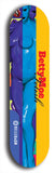 Skateboard deck: Limited edition, North American maple skateboard deck designed by underground artist BellyRash - available widths 7.5 to 8.5 inches in both mellow concave and steep concave shapes. Artwork: BETTYMOE FETISH logo brand popsicle-shaped deck with shapely erotic plastic mannequin