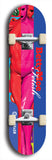 Skateboard deck: Limited edition, North American maple skateboard deck designed by underground artist BellyRash - available widths 7.5 to 8.5 inches in both mellow concave and steep concave shapes. Artwork: BETTYMOE FETISH logo brand popsicle-shaped deck with shapely erotic plastic mannequin