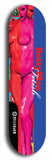 Skateboard deck: Limited edition, North American maple skateboard deck designed by underground artist BellyRash - available widths 7.5 to 8.5 inches in both mellow concave and steep concave shapes. Artwork: BETTYMOE FETISH logo brand popsicle-shaped deck with shapely erotic plastic mannequin