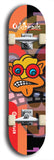 Skateboard deck: Limited edition, North American maple skateboard deck designed by underground artist BellyRash -- available in widths 7.5 to 8.5 inches in both mellow concave and steep concave shapes. Artwork: Oddheads brand popsicle-shaped skateboard deck with cartoon head on dark background. 