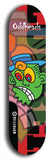 Skateboard deck: Limited edition, North American maple skateboard deck designed by underground artist BellyRash -- available in widths 7.5 to 8.5 inches in both mellow concave and steep concave shapes. Artwork: Oddheads brand popsicle-shaped skateboard deck with cartoon head on dark background. 