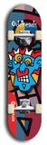 Skateboard deck: Limited edition, North American maple skateboard deck designed by underground artist BellyRash -- available in widths 7.5 to 8.5 inches in both mellow concave and steep concave shapes. Artwork: Oddheads brand popsicle-shaped skateboard deck with cartoon head on dark background. 