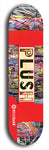 Skateboard deck: Limited edition, North American maple skateboard deck designed by underground artist BellyRash - available widths 7.5 to 8.5 inches in both mellow concave and steep concave shapes. Artwork: PLUSH logo brand popsicle-shaped deck