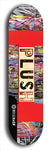 Skateboard deck: Limited edition, North American maple skateboard deck designed by underground artist BellyRash - available widths 7.5 to 8.5 inches in both mellow concave and steep concave shapes. Artwork: PLUSH logo brand popsicle-shaped deck