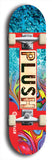 Skateboard deck: Limited edition, North American maple skateboard deck designed by underground artist BellyRash - available widths 7.5 to 8.5 inches in both mellow concave and steep concave shapes. Artwork: PLUSH logo brand popsicle-shaped deck