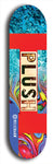 Skateboard deck: Limited edition, North American maple skateboard deck designed by underground artist BellyRash - available widths 7.5 to 8.5 inches in both mellow concave and steep concave shapes. Artwork: PLUSH logo brand popsicle-shaped deck