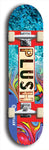 Skateboard deck: Limited edition, North American maple skateboard deck designed by underground artist BellyRash - available widths 7.5 to 8.5 inches in both mellow concave and steep concave shapes. Artwork: PLUSH logo brand popsicle-shaped deck