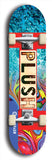 Skateboard deck: Limited edition, North American maple skateboard deck designed by underground artist BellyRash - available widths 7.5 to 8.5 inches in both mellow concave and steep concave shapes. Artwork: PLUSH logo brand popsicle-shaped deck