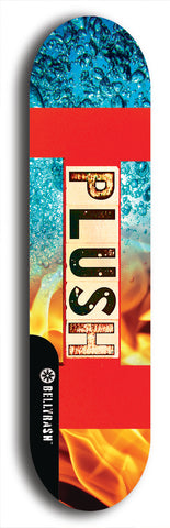 Skateboard deck: Limited edition, North American maple skateboard deck designed by underground artist BellyRash - available widths 7.5 to 8.5 inches in both mellow concave and steep concave shapes. Artwork: PLUSH logo brand popsicle-shaped deck