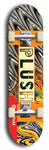 Skateboard deck: Limited edition, North American maple skateboard deck designed by underground artist BellyRash - available widths 7.5 to 8.5 inches in both mellow concave and steep concave shapes. Artwork: PLUSH logo brand popsicle-shaped deck