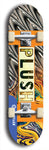 Skateboard deck: Limited edition, North American maple skateboard deck designed by underground artist BellyRash - available widths 7.5 to 8.5 inches in both mellow concave and steep concave shapes. Artwork: PLUSH logo brand popsicle-shaped deck