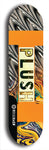 Skateboard deck: Limited edition, North American maple skateboard deck designed by underground artist BellyRash - available widths 7.5 to 8.5 inches in both mellow concave and steep concave shapes. Artwork: PLUSH logo brand popsicle-shaped deck