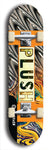 Skateboard deck: Limited edition, North American maple skateboard deck designed by underground artist BellyRash - available widths 7.5 to 8.5 inches in both mellow concave and steep concave shapes. Artwork: PLUSH logo brand popsicle-shaped deck