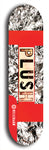 Skateboard deck: Limited edition, North American maple skateboard deck designed by underground artist BellyRash - available widths 7.5 to 8.5 inches in both mellow concave and steep concave shapes. Artwork: PLUSH logo brand popsicle-shaped deck