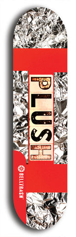 Skateboard deck: Limited edition, North American maple skateboard deck designed by underground artist BellyRash - available widths 7.5 to 8.5 inches in both mellow concave and steep concave shapes. Artwork: PLUSH logo brand popsicle-shaped deck