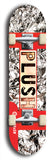 Skateboard deck: Limited edition, North American maple skateboard deck designed by underground artist BellyRash - available widths 7.5 to 8.5 inches in both mellow concave and steep concave shapes. Artwork: PLUSH logo brand popsicle-shaped deck