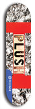 Skateboard deck: Limited edition, North American maple skateboard deck designed by underground artist BellyRash - available widths 7.5 to 8.5 inches in both mellow concave and steep concave shapes. Artwork: PLUSH logo brand popsicle-shaped deck