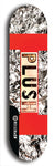 Skateboard deck: Limited edition, North American maple skateboard deck designed by underground artist BellyRash - available widths 7.5 to 8.5 inches in both mellow concave and steep concave shapes. Artwork: PLUSH logo brand popsicle-shaped deck