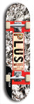 Skateboard deck: Limited edition, North American maple skateboard deck designed by underground artist BellyRash - available widths 7.5 to 8.5 inches in both mellow concave and steep concave shapes. Artwork: PLUSH logo brand popsicle-shaped deck