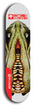 Skateboard deck: Limited edition, North American maple skateboard deck designed by underground artist BellyRash -- available in widths 7.5 to 8.5 inches in both mellow concave and steep concave shapes. Artwork: BUTTUGLY MONSTERS brand popsicle-shaped skateboard deck with monster in background. 