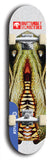 Skateboard deck: Limited edition, North American maple skateboard deck designed by underground artist BellyRash -- available in widths 7.5 to 8.5 inches in both mellow concave and steep concave shapes. Artwork: BUTTUGLY MONSTERS brand popsicle-shaped skateboard deck with monster in background. 