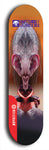 Skateboard deck: Limited edition, North American maple skateboard deck designed by underground artist BellyRash -- available in widths 7.5 to 8.5 inches in both mellow concave and steep concave shapes. Artwork: BUTTUGLY MONSTERS brand popsicle-shaped skateboard deck with monster in background. 