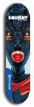 Skateboard deck: Limited edition, North American maple skateboard deck designed by underground artist BellyRash - available widths 7.5 to 8.5 inches in both mellow concave and steep concave shapes. Artwork: SQUISHY logo brand popsicle-shaped deck