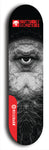 Skateboard deck: Limited edition, North American maple skateboard deck designed by underground artist BellyRash -- available in widths 7.5 to 8.5 inches in both mellow concave and steep concave shapes. Artwork: BUTTUGLY MONSTERS brand popsicle-shaped skateboard deck with monster in background. 